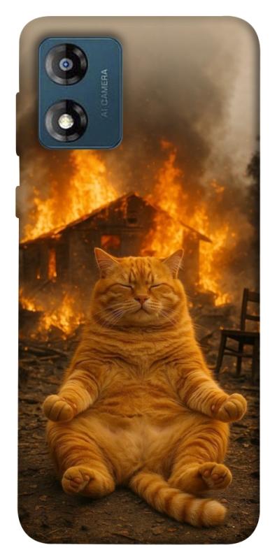 Чехол itsPrint Burning cat для Motorola Moto E13, животные, купить оптом с доставкой