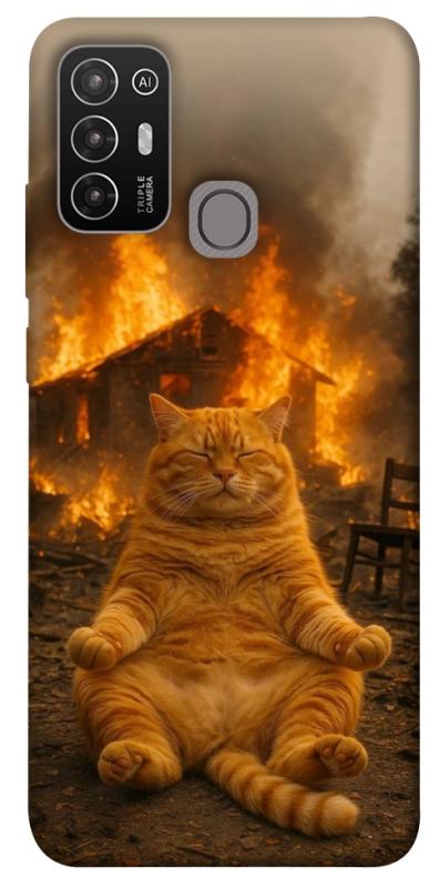 Чехол itsPrint Burning cat для ZTE Blade A52, животные, купить оптом с доставкой