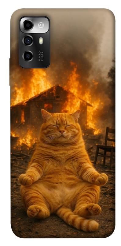 Чехол itsPrint Burning cat для ZTE Blade A72, животные, купить оптом с доставкой