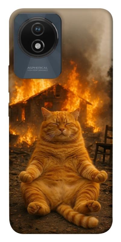 Чехол itsPrint Burning cat для Vivo Y02, животные, купить оптом с доставкой