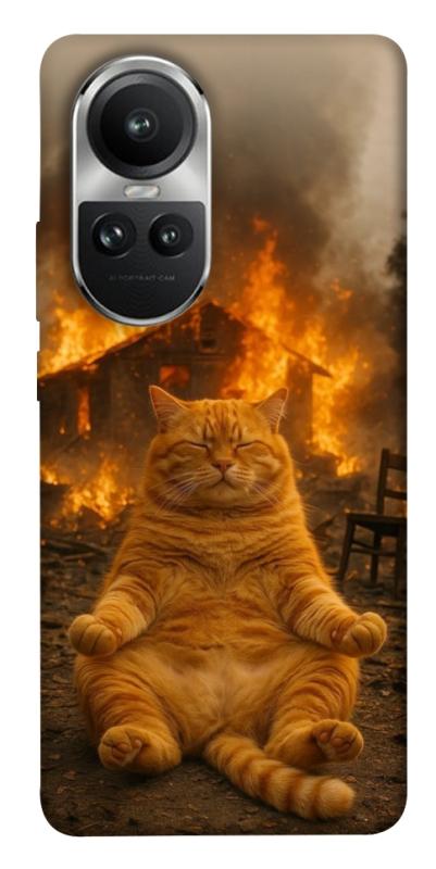 Чехол itsPrint Burning cat для Oppo Reno 10, животные, купить оптом с доставкой