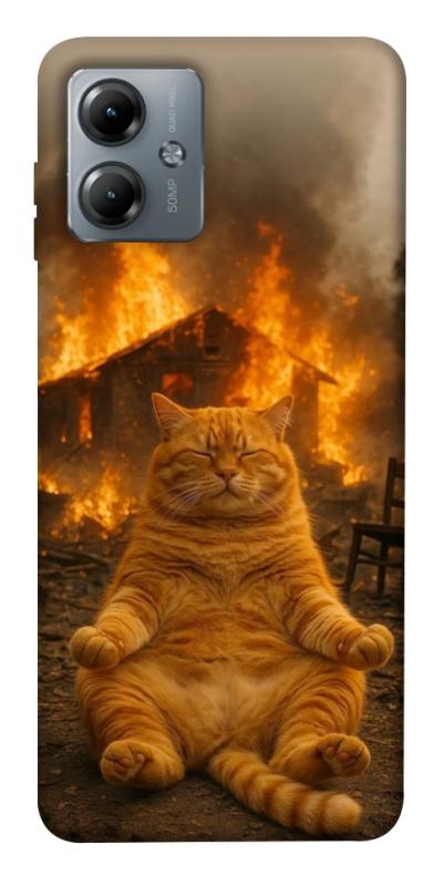 Чехол itsPrint Burning cat для Motorola Moto G14, животные, купить оптом с доставкой