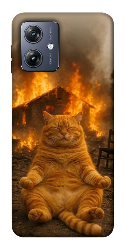 Чехол itsPrint Burning cat для Motorola Moto G54, животные, купить оптом с доставкой
