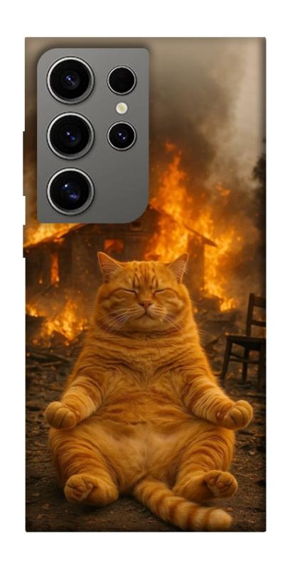 Чехол itsPrint Burning cat для Samsung Galaxy S24 Ultra, животные, купить оптом с доставкой