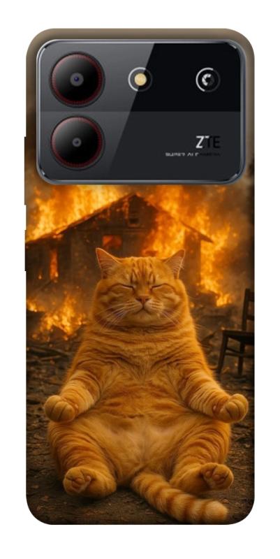 Чехол itsPrint Burning cat для ZTE Blade A54 4G, животные, купить оптом с доставкой
