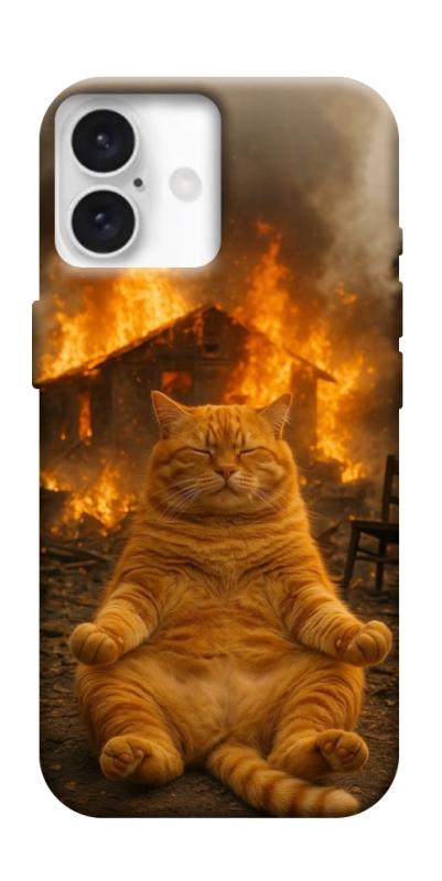 Чехол itsPrint Burning cat для Apple iPhone 16 (6.1"), животные, купить оптом с доставкой