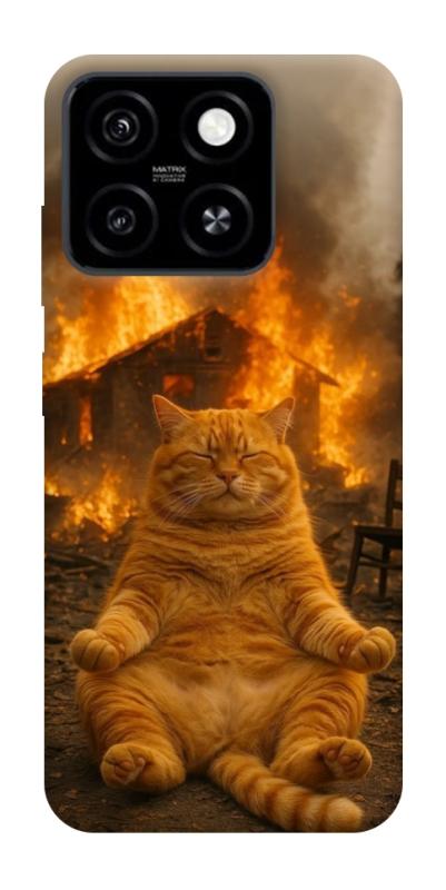 Чехол itsPrint Burning cat для ZTE Blade A55 4G, животные, купить оптом с доставкой