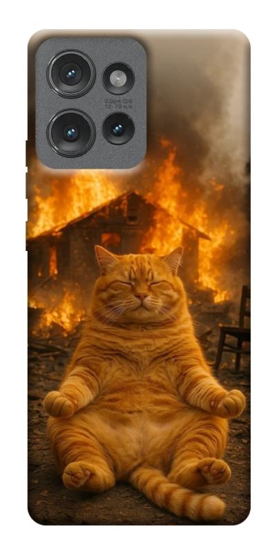 Чехол itsPrint Burning cat для Motorola Edge 50, животные, купить оптом с доставкой
