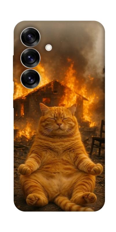 Чехол itsPrint Burning cat для Samsung Galaxy S25+, животные, купить оптом с доставкой