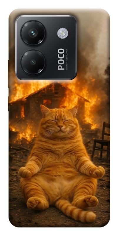 Чехол itsPrint Burning cat для Xiaomi Poco M7 Pro 5G, животные, купить оптом с доставкой