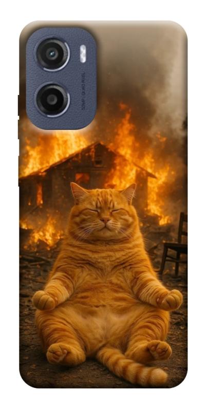Чехол itsPrint Burning cat для Motorola Moto G05, животные, купить оптом с доставкой