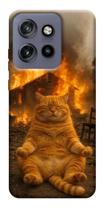 Чехол itsPrint Burning cat для Motorola Edge 50 Neo, животные, купить оптом с доставкой