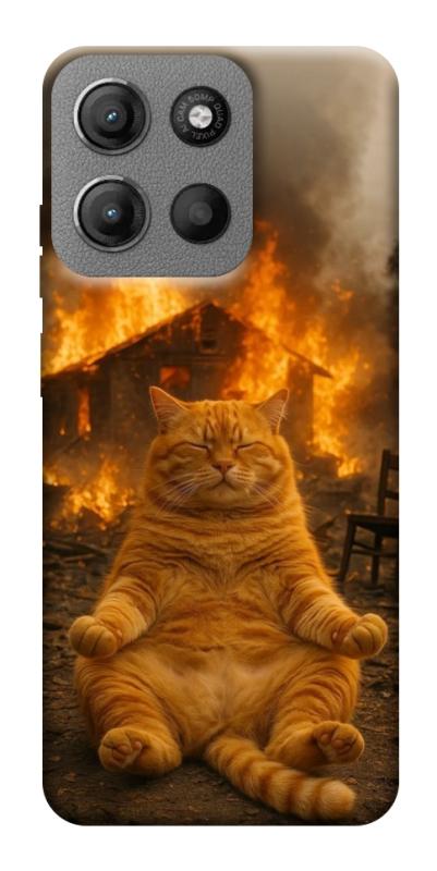 Чехол itsPrint Burning cat для Motorola Moto G15 4G, животные, купить оптом с доставкой