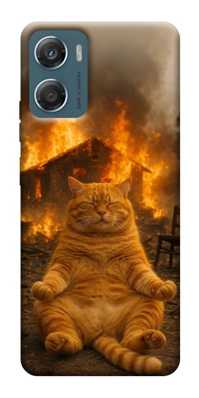 Чехол itsPrint Burning cat для Motorola Moto G06, животные, купить оптом с доставкой