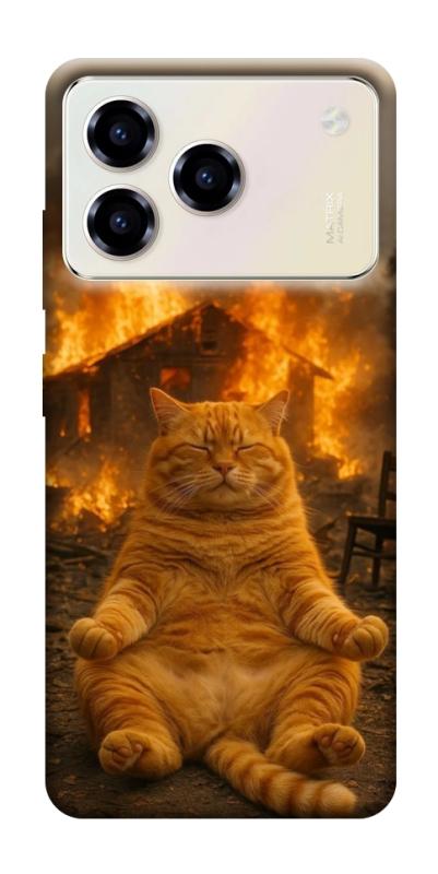 Чехол itsPrint Burning cat для ZTE Blade A76, животные, купить оптом с доставкой