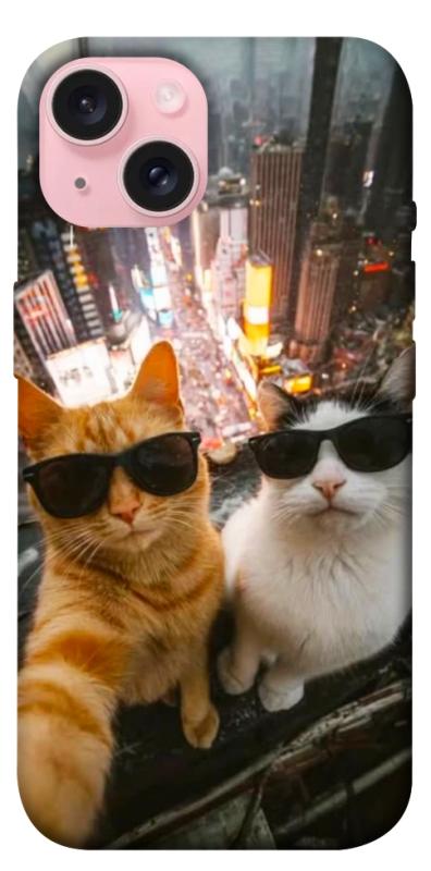 Чехол itsPrint Cool cats city для Apple iPhone 15 (6.1"), животные, купить оптом с доставкой