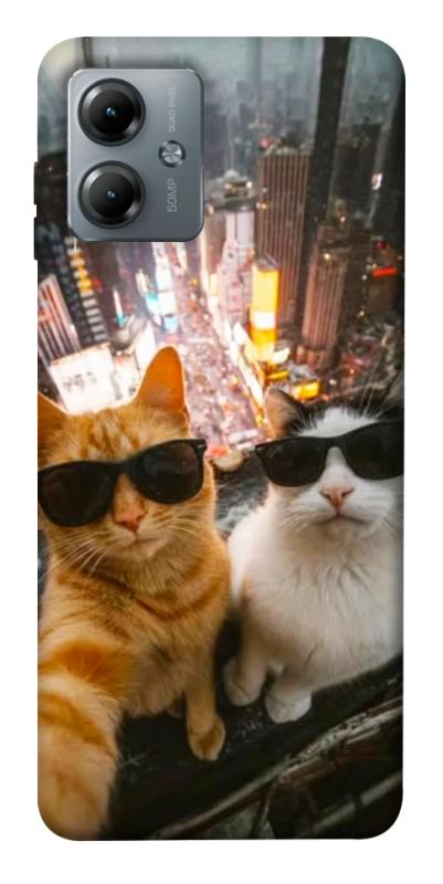 Чехол itsPrint Cool cats city для Motorola Moto G14, котики, купить оптом с доставкой