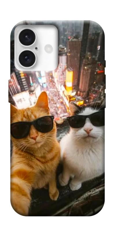 Чехол itsPrint Cool cats city для Apple iPhone 16 (6.1"), животные, купить оптом с доставкой