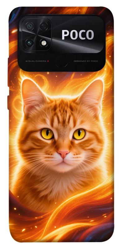 Чехол itsPrint Fire cat для Xiaomi Poco C40, животные, купить оптом с доставкой