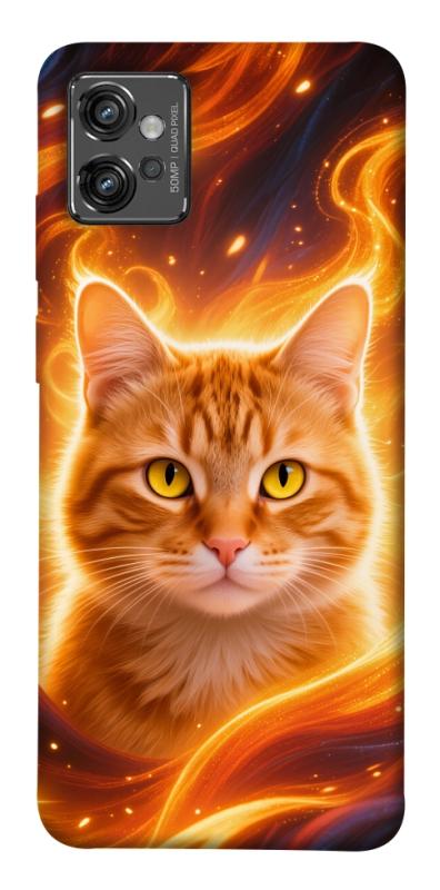 Чехол itsPrint Fire cat для Motorola Moto G32, животные, купить оптом с доставкой