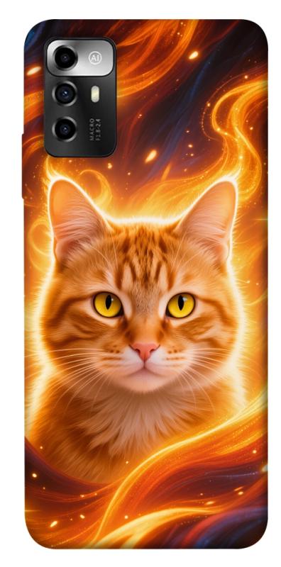 Чехол itsPrint Fire cat для ZTE Blade A72, животные, купить оптом с доставкой