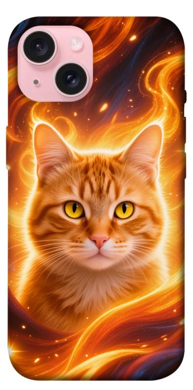 Чехол itsPrint Fire cat для Apple iPhone 15 (6.1"), животные, купить оптом с доставкой