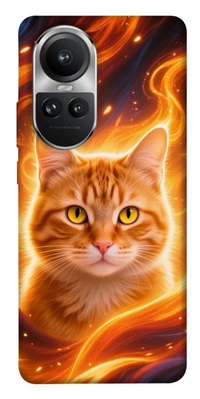 Чехол itsPrint Fire cat для Oppo Reno 10, животные, купить оптом с доставкой