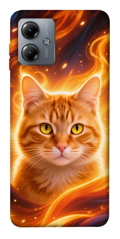 Чехол itsPrint Fire cat для Motorola Moto G14, животные, купить оптом с доставкой