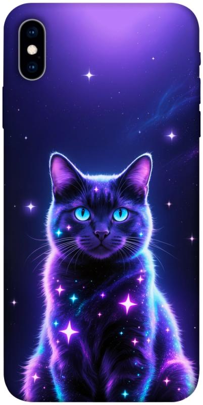 Чехол itsPrint Galaxy purple cat для Apple iPhone X (5.8"), животные, купить оптом с доставкой
