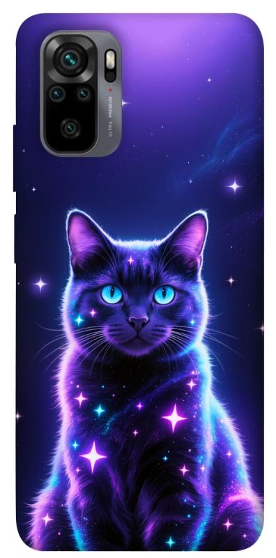 Чехол itsPrint Galaxy purple cat для Xiaomi Redmi Note 10 / Note 10s, животные, купить оптом с доставкой