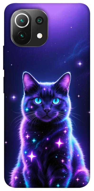 Чехол itsPrint Galaxy purple cat для Xiaomi Mi 11 Lite, животные, купить оптом с доставкой
