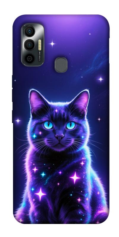 Чохол itsPrint Galaxy purple cat для TECNO Spark 7, котики, купити оптом з доставкою