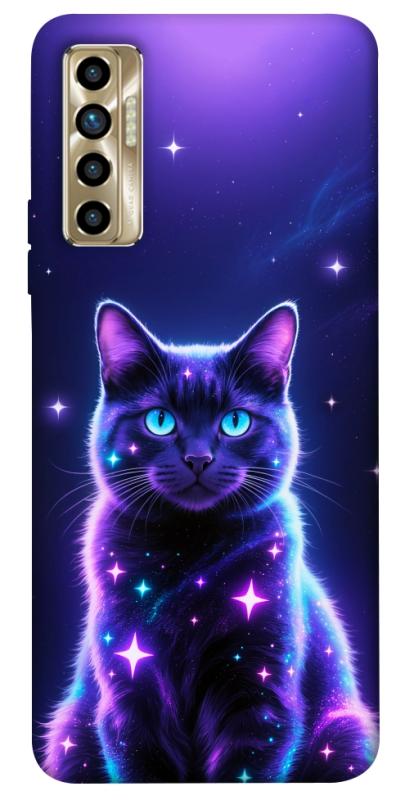 Чехол itsPrint Galaxy purple cat для TECNO Camon 17P, животные, купить оптом с доставкой
