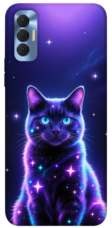 Чехол itsPrint Galaxy purple cat для TECNO Spark 8P, животные, купить оптом с доставкой