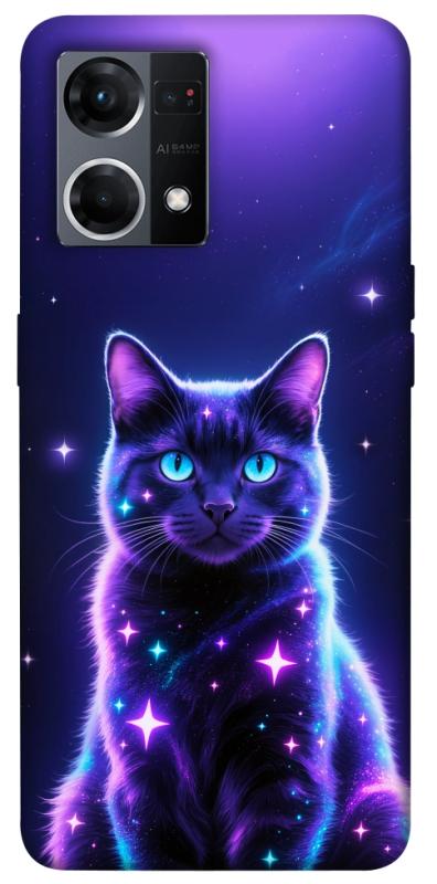 Чехол itsPrint Galaxy purple cat для Oppo Reno 7 4G, животные, купить оптом с доставкой