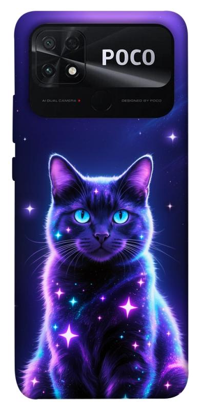Чехол itsPrint Galaxy purple cat для Xiaomi Poco C40, животные, купить оптом с доставкой