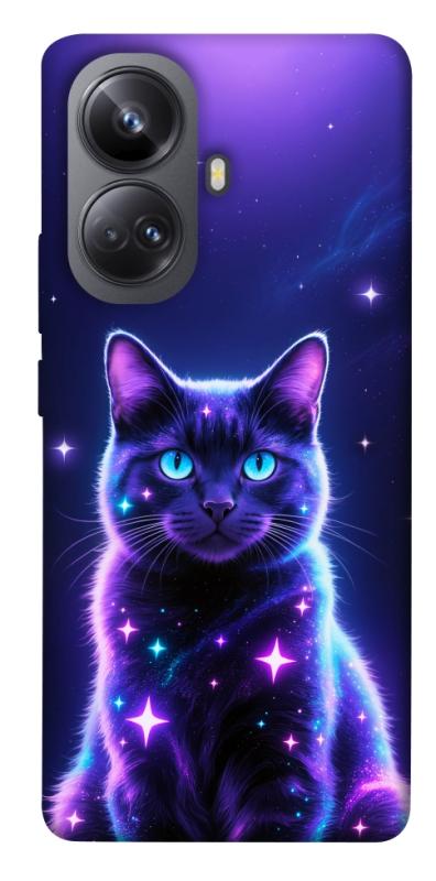 Чехол itsPrint Galaxy purple cat для Realme 10 Pro+, животные, купить оптом с доставкой