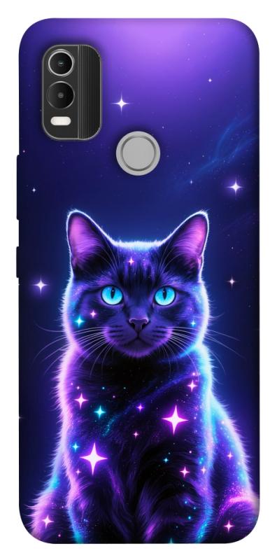 Чехол itsPrint Galaxy purple cat для Nokia C21 Plus, животные, купить оптом с доставкой