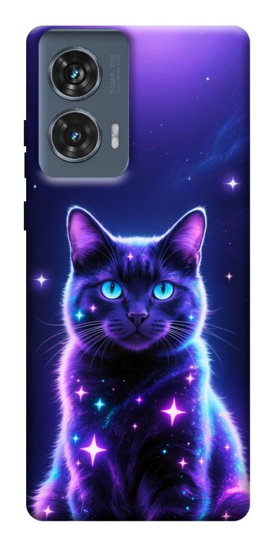 Чохол itsPrint Galaxy purple cat для Motorola Edge 50 Fusion, тварини, купити оптом з доставкою