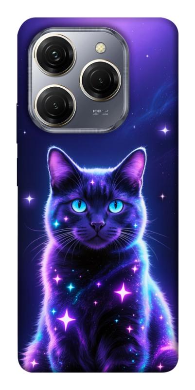 Чехол itsPrint Galaxy purple cat для TECNO Spark 20 Pro, животные, купить оптом с доставкой