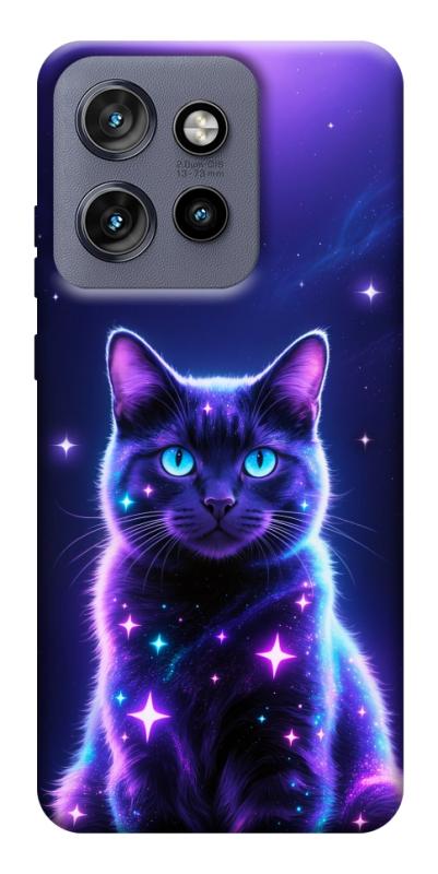 Чохол itsPrint Galaxy purple cat для Motorola Edge 50 Neo, котики, купити оптом з доставкою