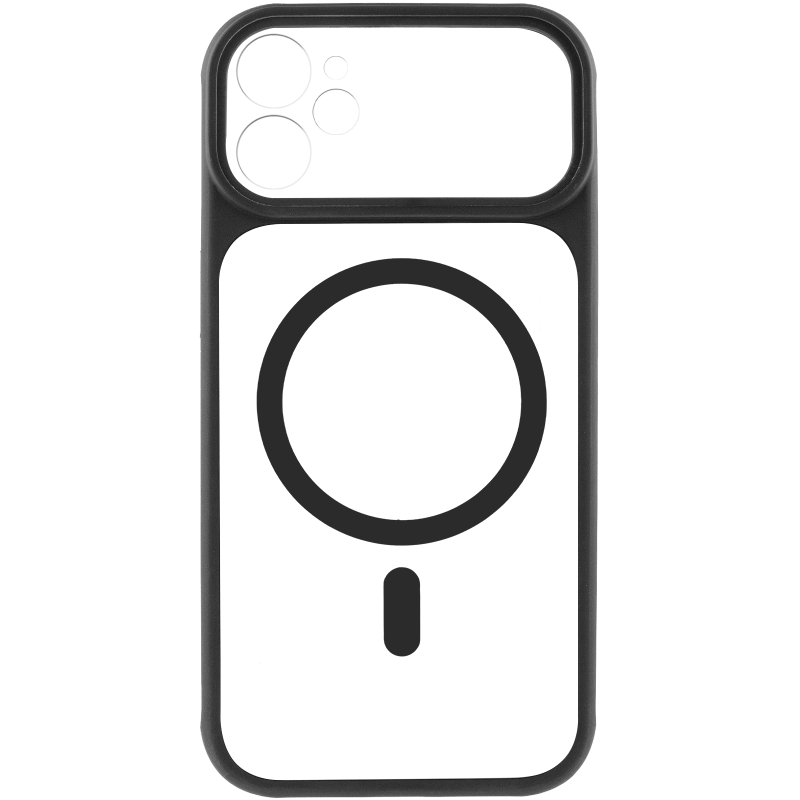 Чехол TPU+PC GETMAN Moon Clear with MagSafe для Apple iPhone 12 (6.1"), Black 2, TPU+PC, купить оптом с доставкой