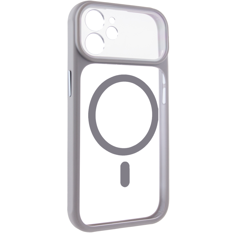 Чехол TPU+PC GETMAN Moon Clear with MagSafe для Apple iPhone 12 (6.1"), Grey, TPU+PC, купить оптом с доставкой