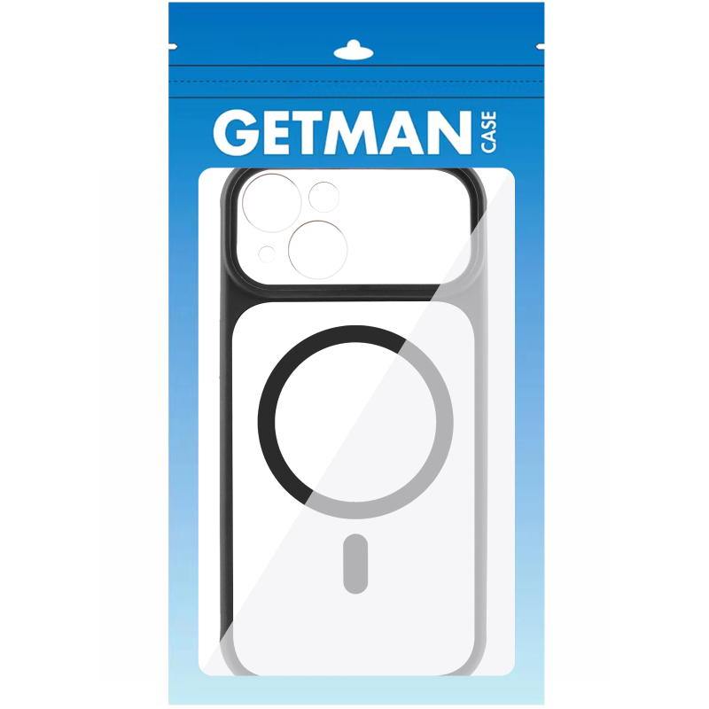 Чехол TPU+PC GETMAN Moon Clear with MagSafe для Apple iPhone 13 (6.1"), Black 1, TPU+PC, купить оптом с доставкой