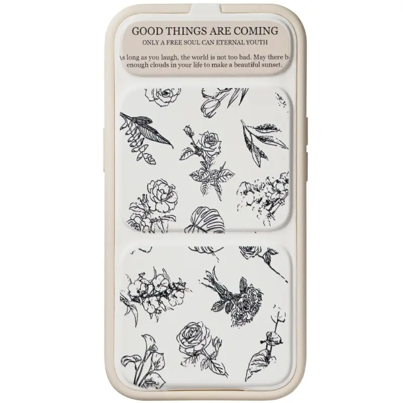 Чехол TPU Panel Stand для Apple iPhone 15 Pro Max (6.7"), Floral Sketch, TPU, купить оптом с доставкой