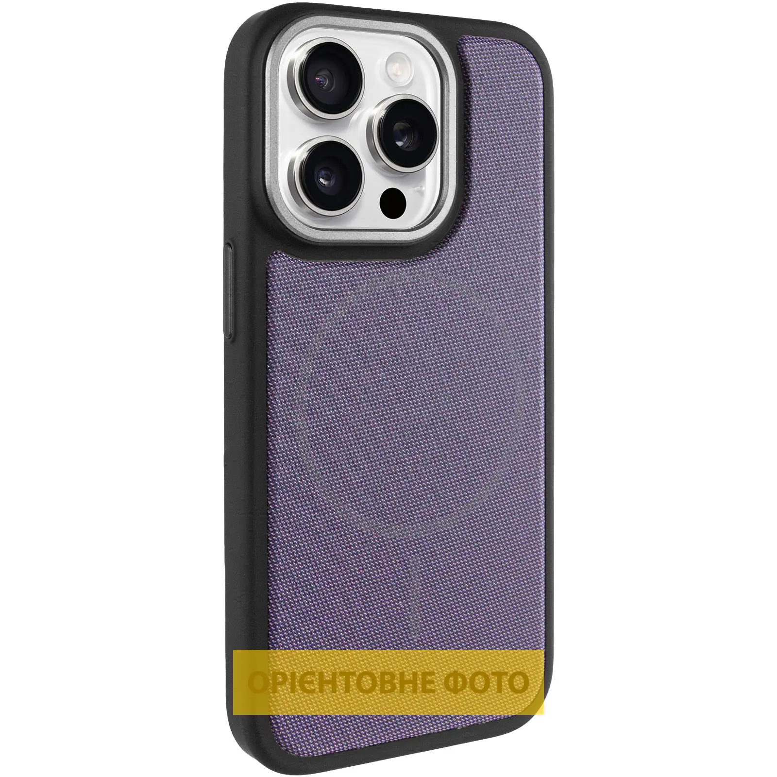 Чехол PC Textile Hybrid with Magnetic Fit для Apple iPhone 15 Pro (6.1"), Black / Purple, Ткань, купить оптом с доставкой