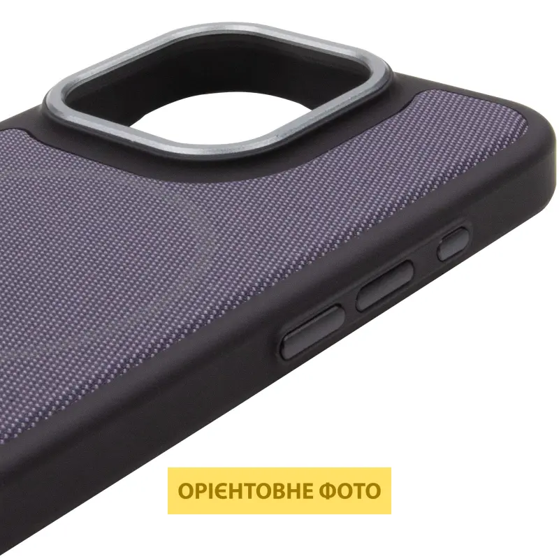 Чехол PC Textile Hybrid with Magnetic Fit для Apple iPhone 15 Pro (6.1"), Black / Purple 3, Ткань, купить оптом с доставкой