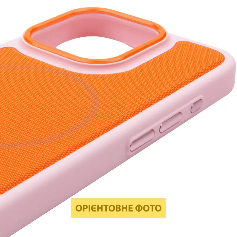 Чехол PC Textile Hybrid with Magnetic Fit для Apple iPhone 15 Pro (6.1"), Pink / Orange 4, Ткань, купить оптом с доставкой