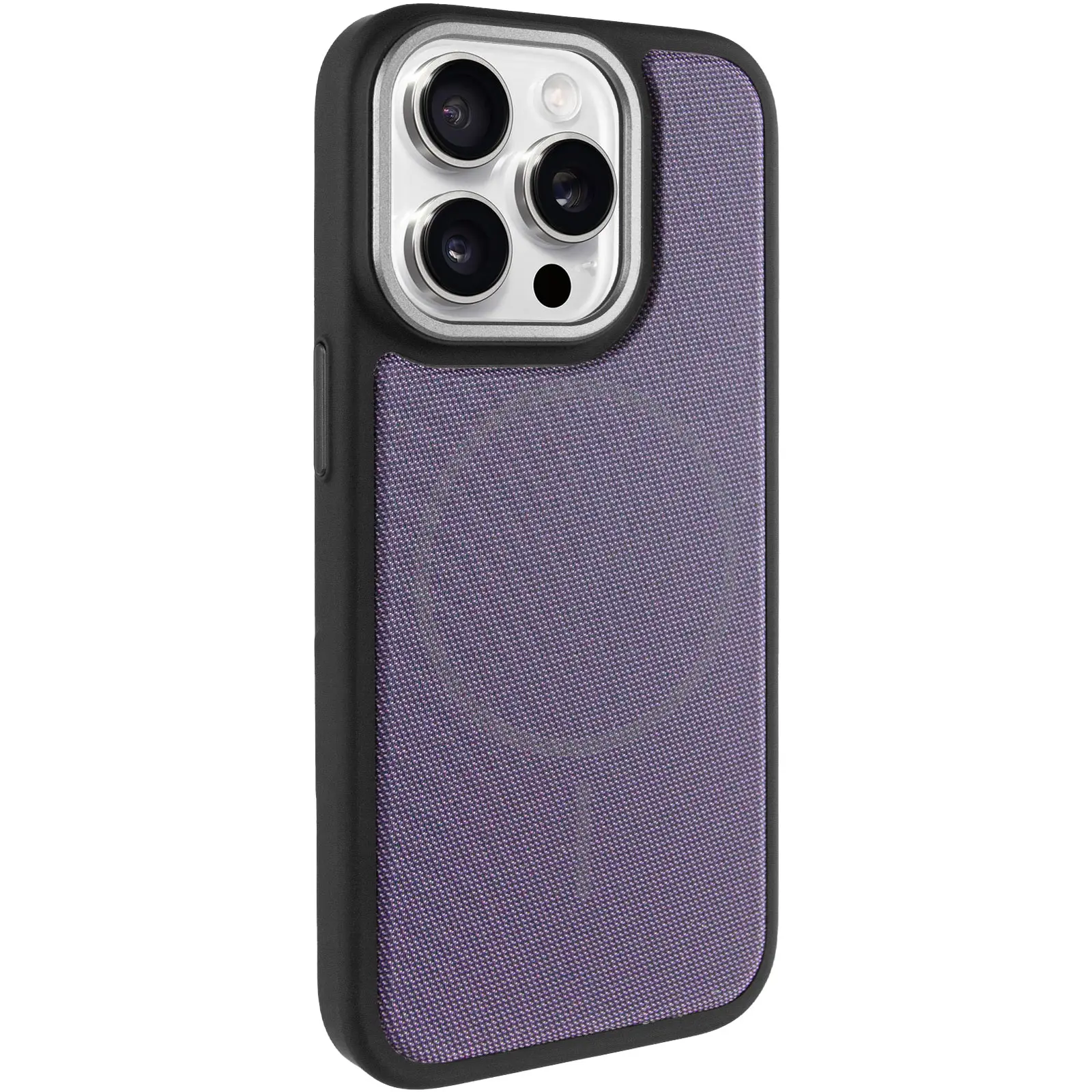 Чохол PC Textile Hybrid with Magnetic Fit для Apple iPhone 15 Pro Max (6.7"), Black / Purple, Тканина, купити оптом з доставкою