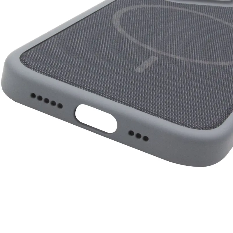 Чехол PC Textile Hybrid with Magnetic Fit для Apple iPhone 16 Pro (6.3"), Grey / Black 4, Ткань, купить оптом с доставкой